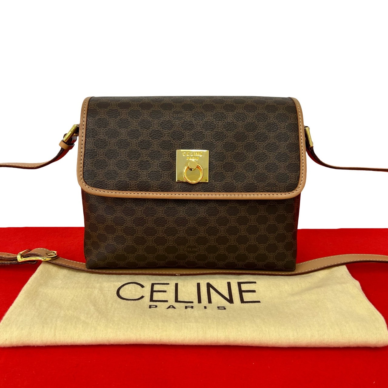 B (目立った傷や汚れなし)】CELINE セリーヌ マカダム 柄 ロゴ リング