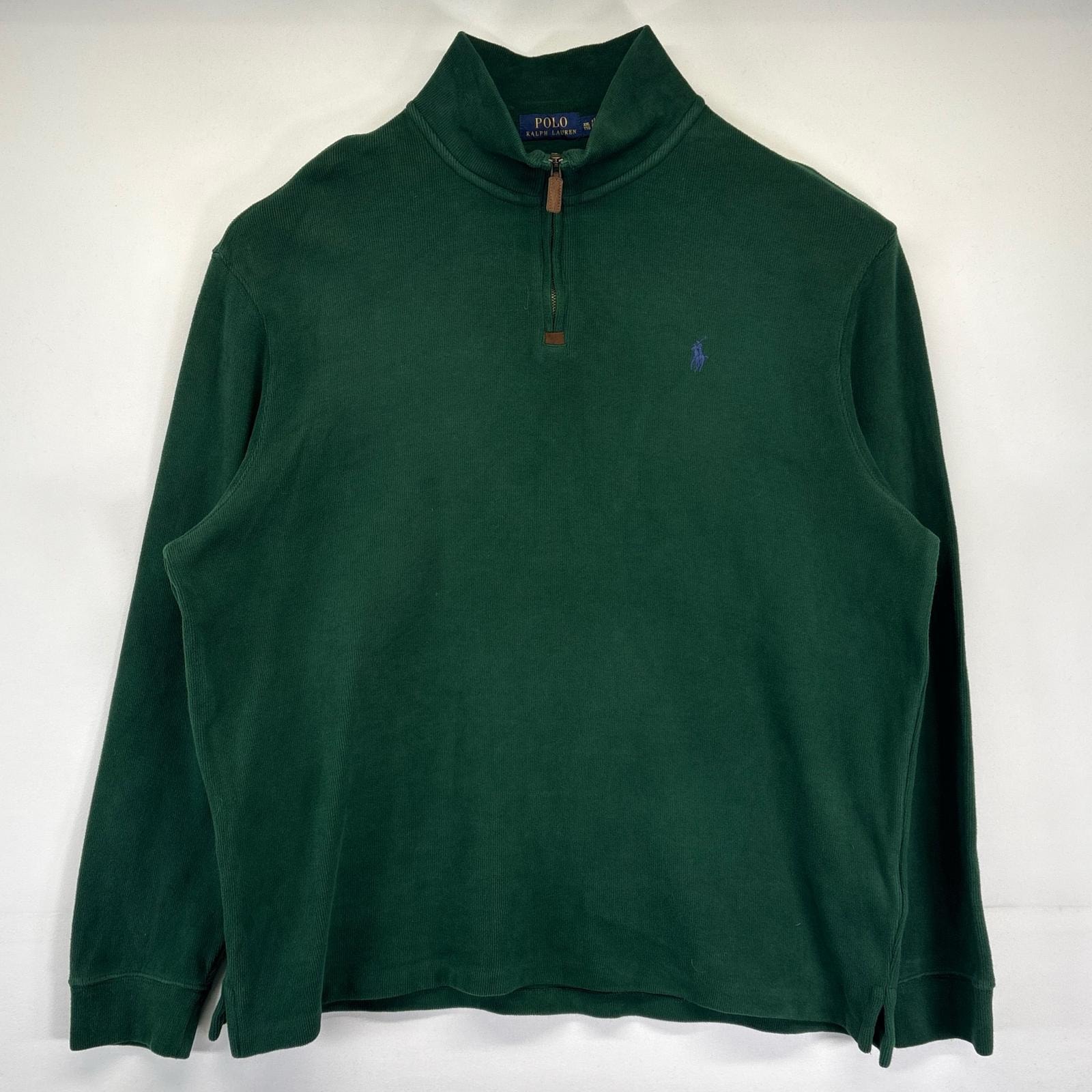 古着 ポロ・ラルフローレン POLO RALPH LAUREN スウェット 大きいサイズ トレーナー ハーフジップ ワンポイント 2XL グリーン メンズ