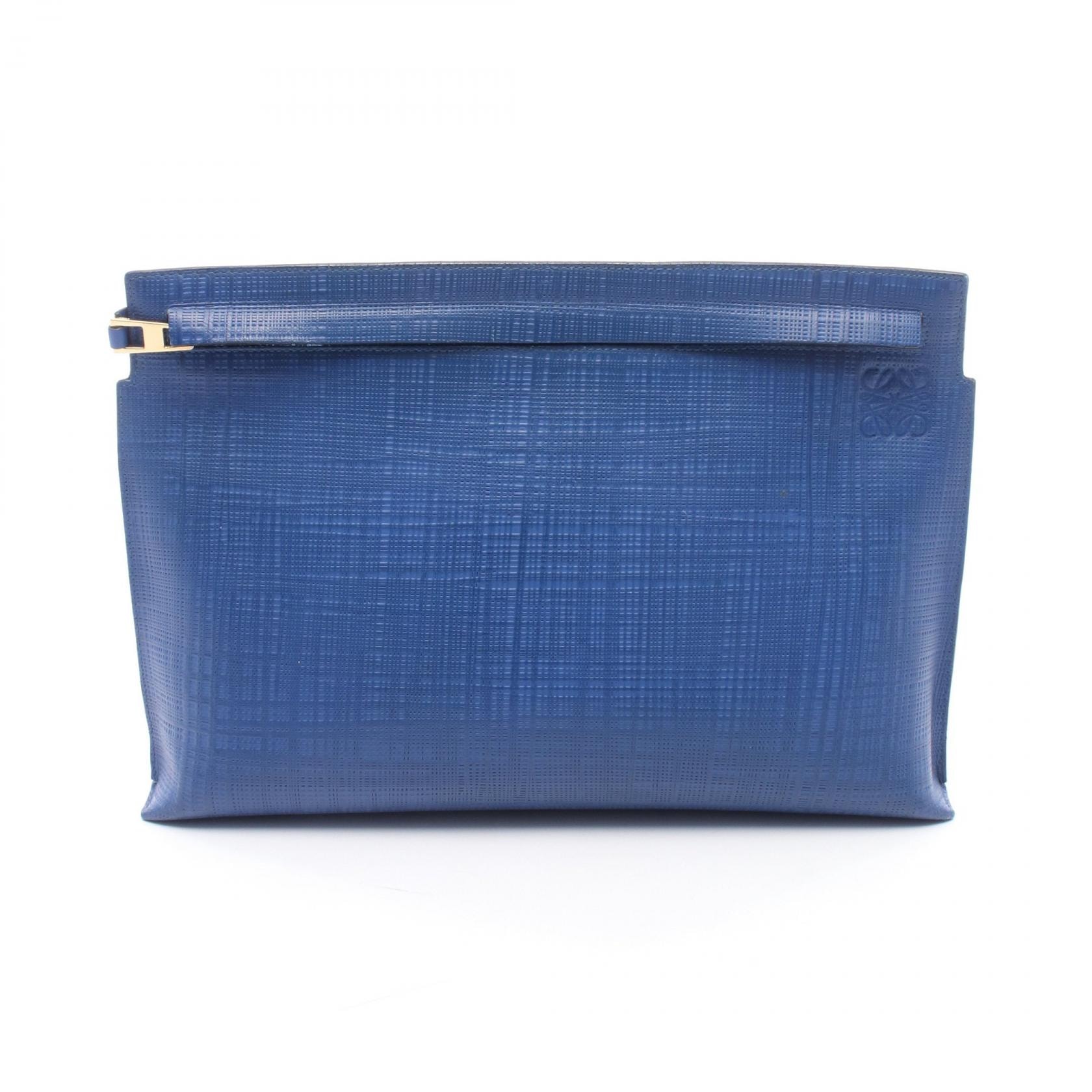 ロエベ LOEWE Tポーチ アナグラム リネン セカンドバッグ クラッチバッグ バッグ レザー レディース ブルー系 C500W05X1 【中古】