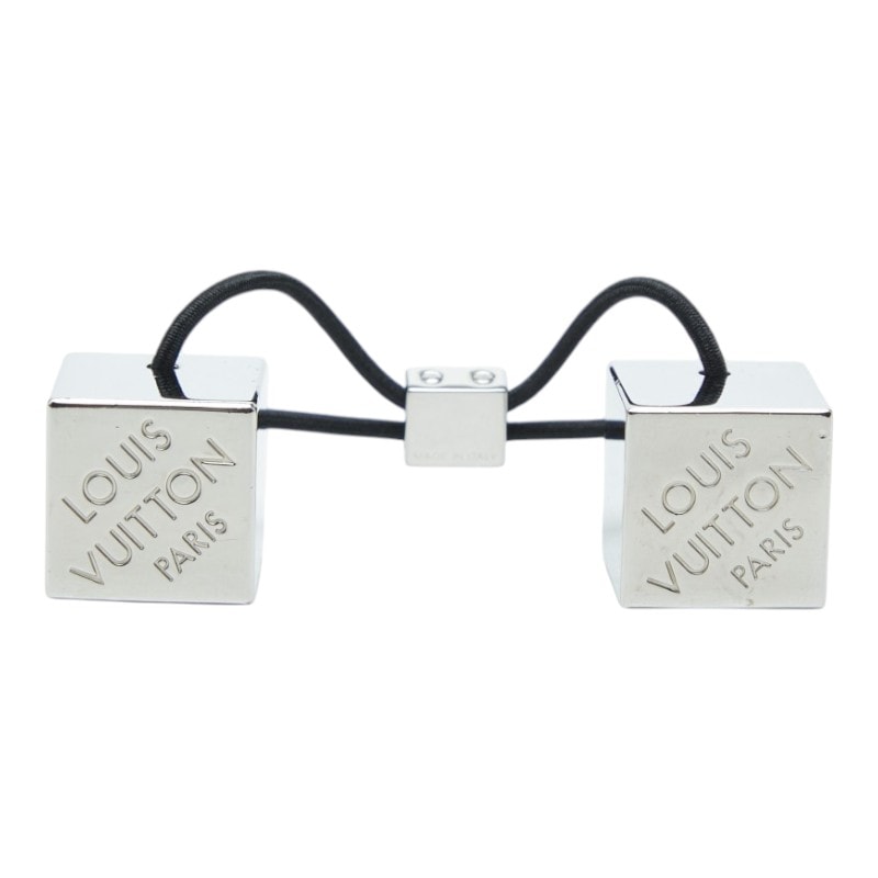 ルイ ヴィトン ヘアキューブ ヘアゴム ヘアアクセサリー シルバー ブラック メタル レディース LOUIS VUITTON 【中古】