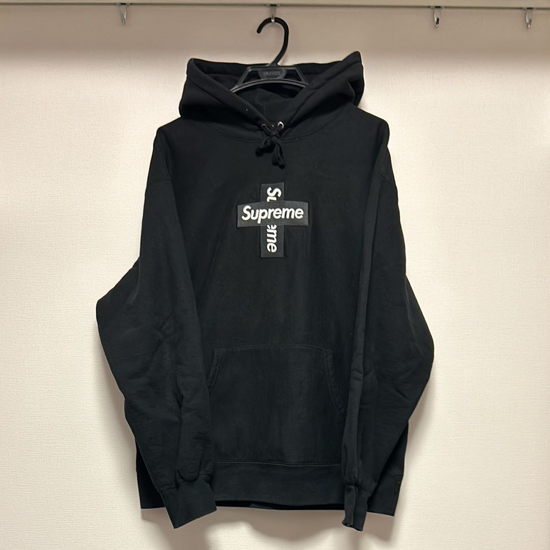 Supreme Cross Box Logo Hooded Sweatshirt "Black"