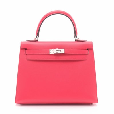 エルメス HERMES ケリー25 ヴェルソ ハンドバッグ バッグ レザー カーフ(牛革) ヴォーエプソン ヴォーエプソン ローズエクストリーム U刻印(2022年製造) レディース ピンク系 【中古】