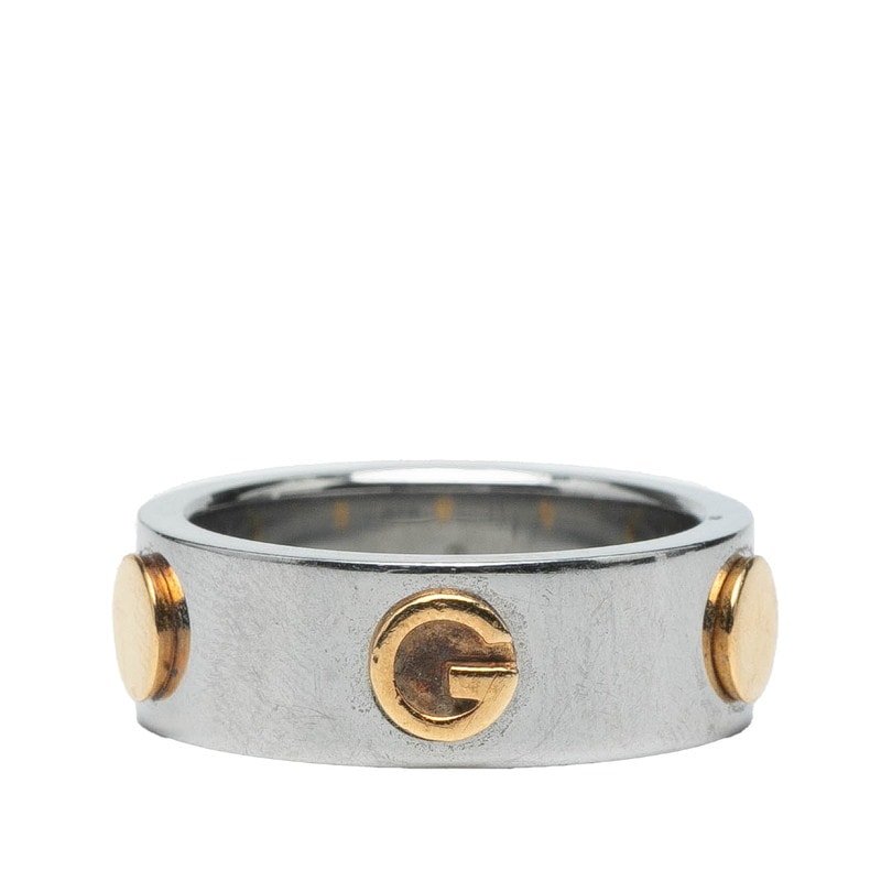 グッチ コンビ リング 指輪 #13 シルバー スチール イエローゴールド レディース GUCCI 【中古】