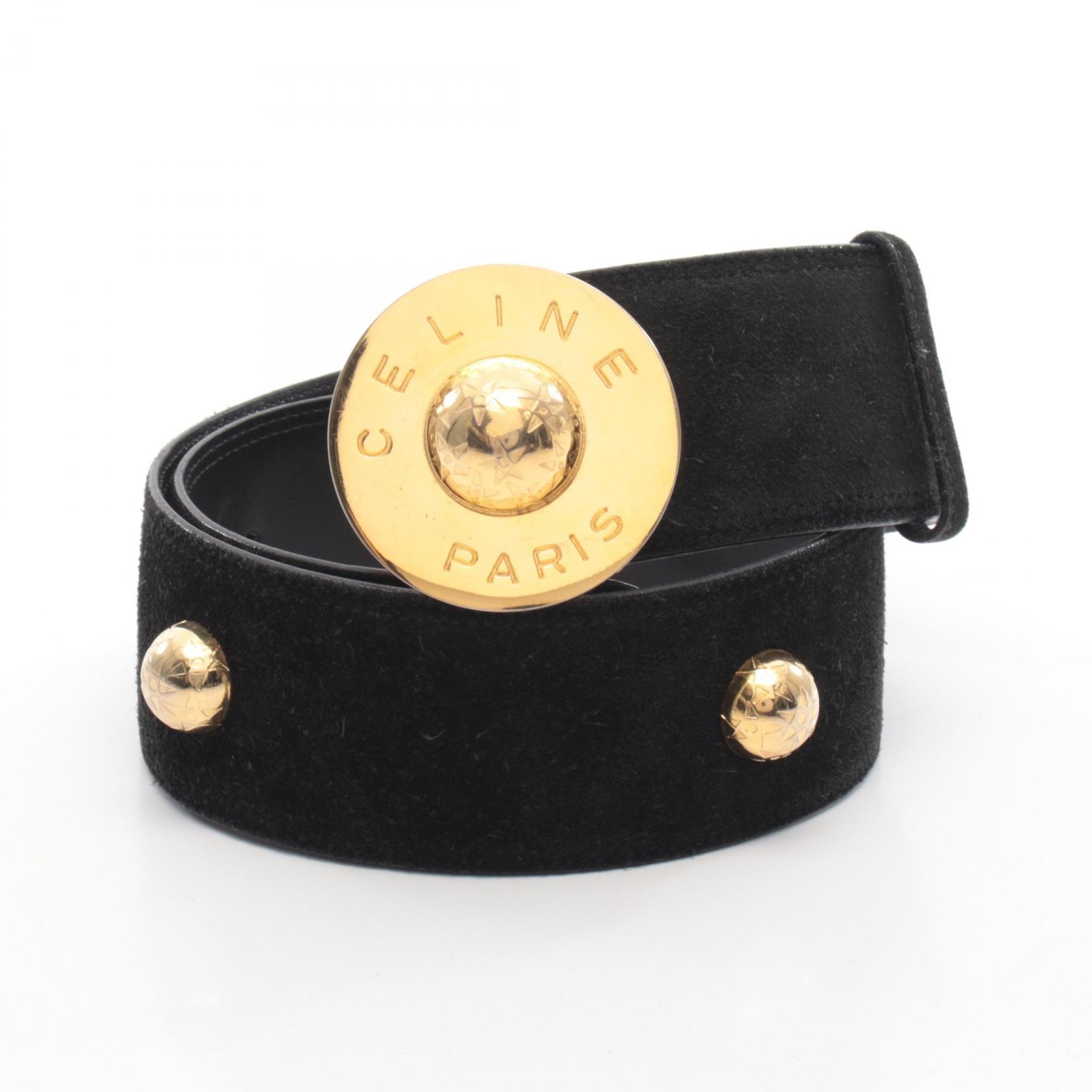 セリーヌ CELINE スターボール ベルト 衣料品 スウェード レディース ブラック系 【中古】
