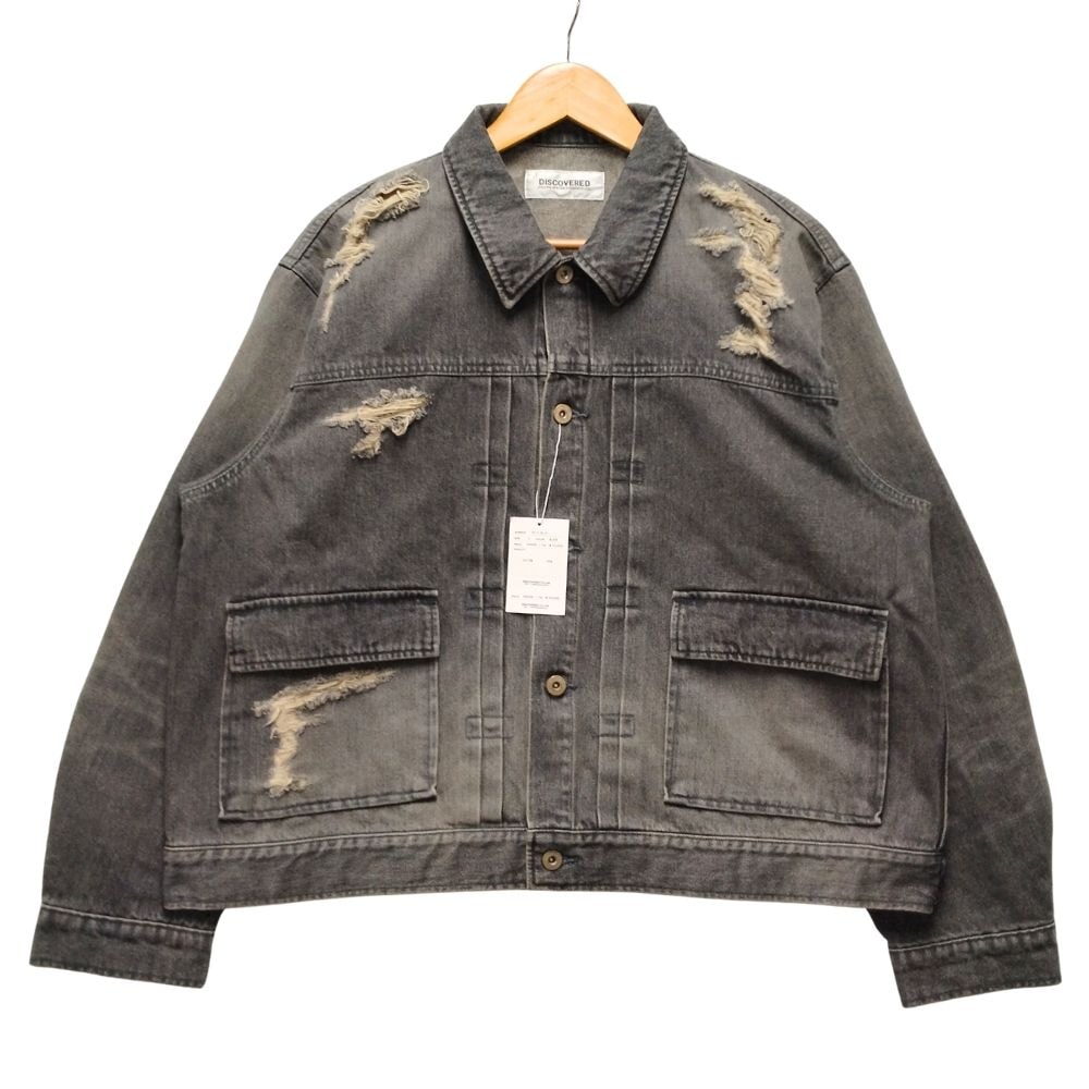 DISCOVERED ディスカバード BORO DENIM BLOUSON ボロ 加工 デニムジャケット ブラック サイズ 3 正規品 / 52779