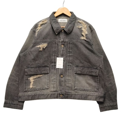 DISCOVERED ディスカバード BORO DENIM BLOUSON ボロ 加工 デニムジャケット ブラック サイズ 3 正規品 / 52779