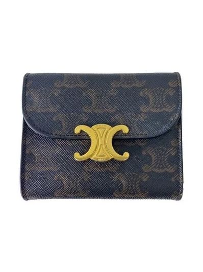 CELINE Small Triomphe Wallet in Triomphe Canvas "Tan"