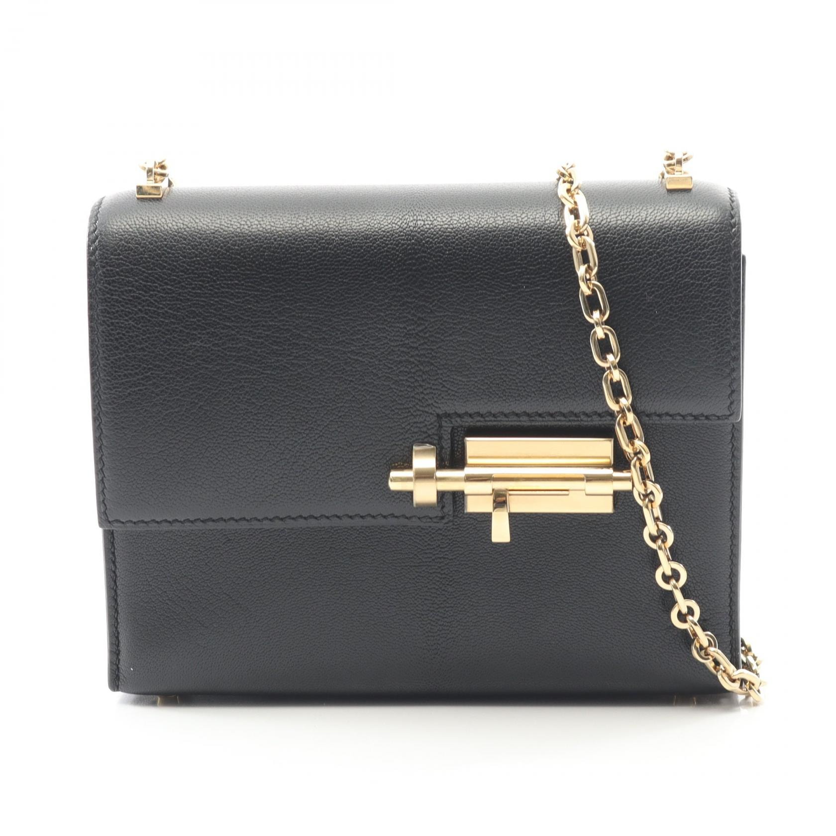 エルメス HERMES ヴェルー ミニ ショルダーバッグ バッグ レザー シェーブル シェーブル D刻印(2019年製造) レディース ブラック系 【中古】
