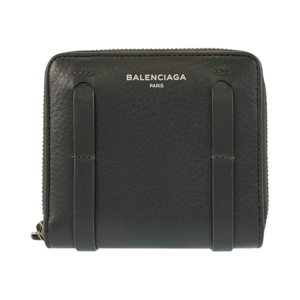 美品 BALENCIAGA バレンシアガ エブリデイ グレー シルバー金具 レザー コインケース 小銭入れ 604054 【中古】