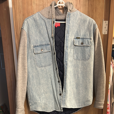 Supreme Fleece Hooded Denim Shirt "Blue"