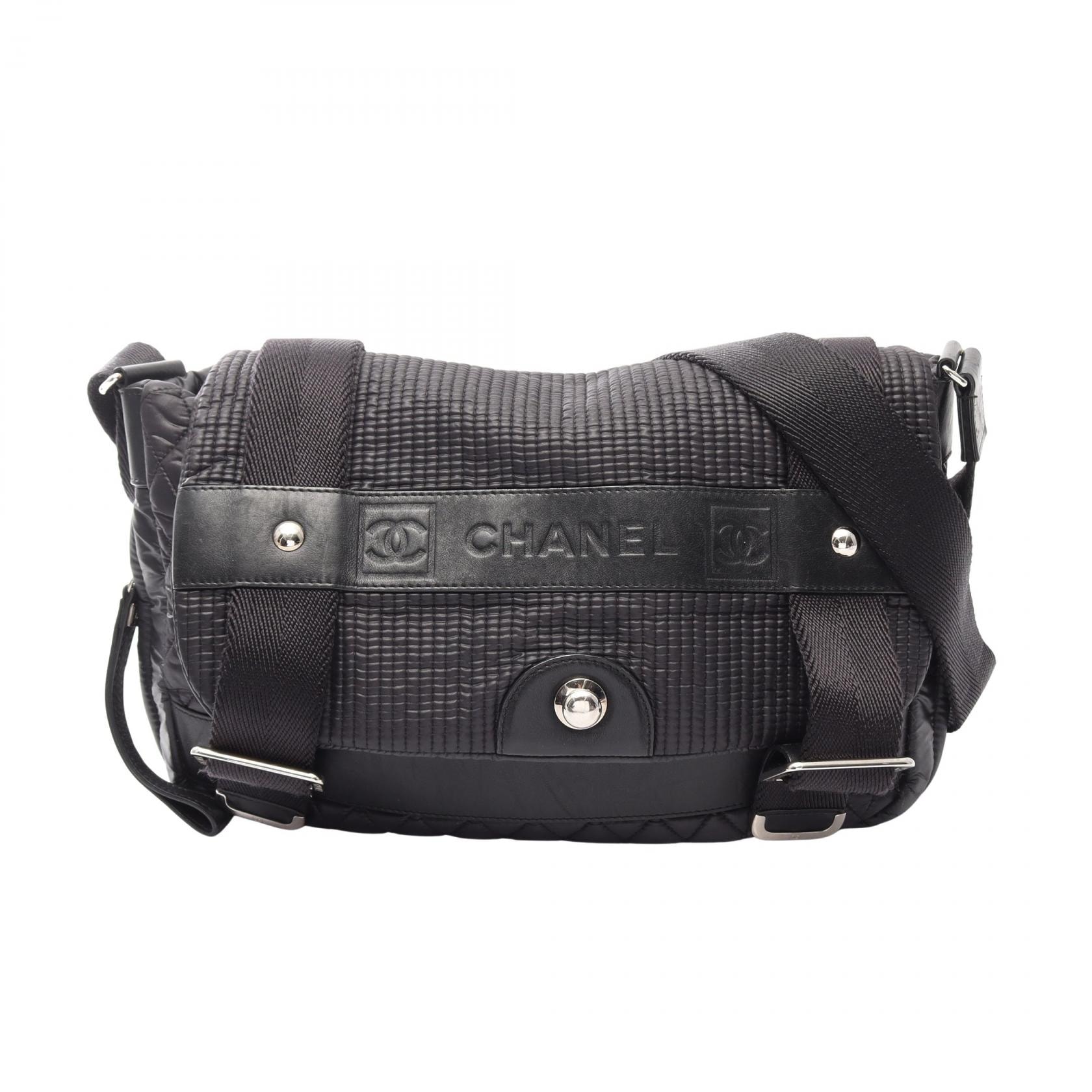 シャネル CHANEL ココマーク スポーツラインメッセンジャー ショルダーバッグ バッグ ナイロン レザー レディース ブラック系 【中古】