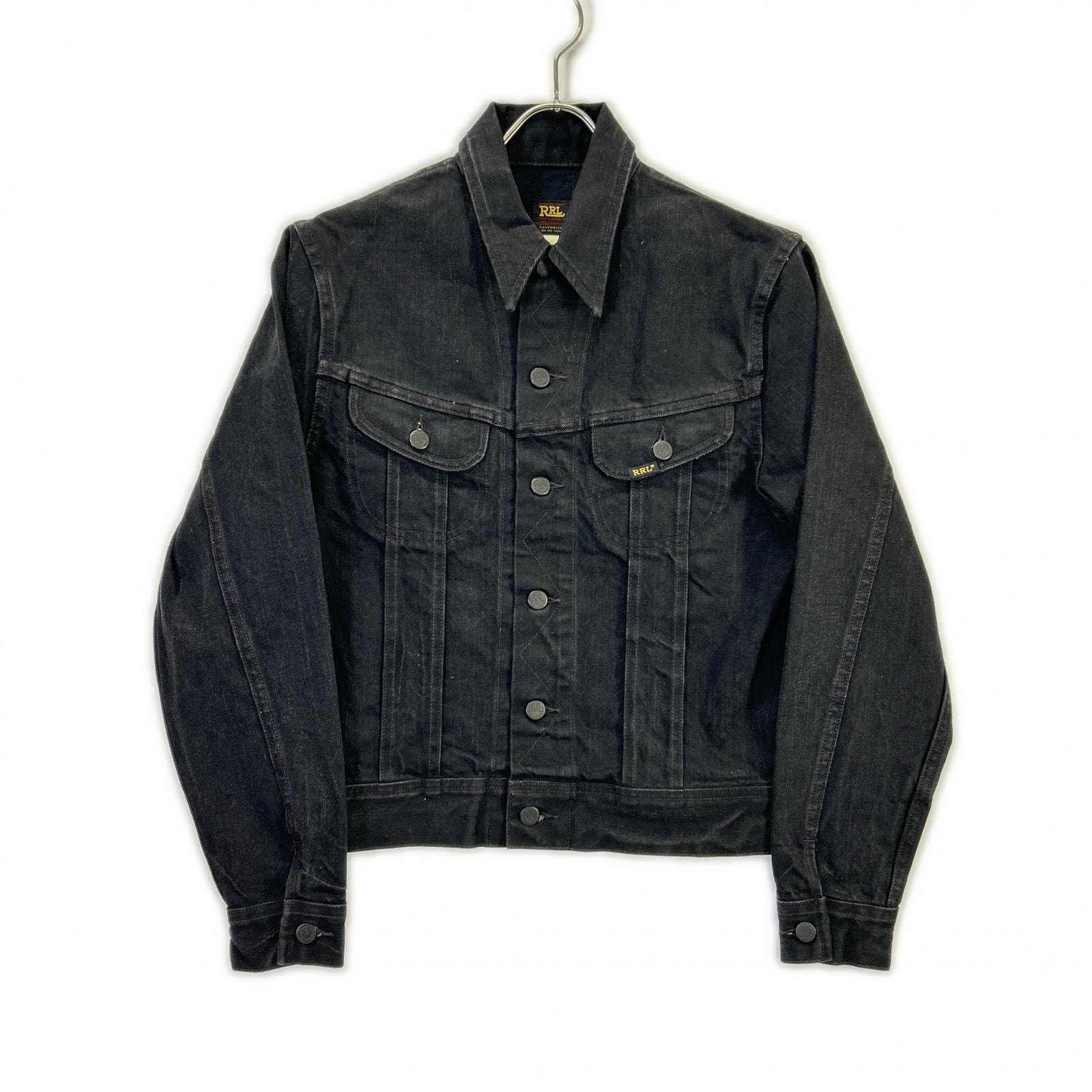 ダブルアールエル 782857931001 271-J Trucker Jacket Unlined Worn In Black Wash/ロゴボタン ウォッシュ加工 デニムトラッカージャケット XS