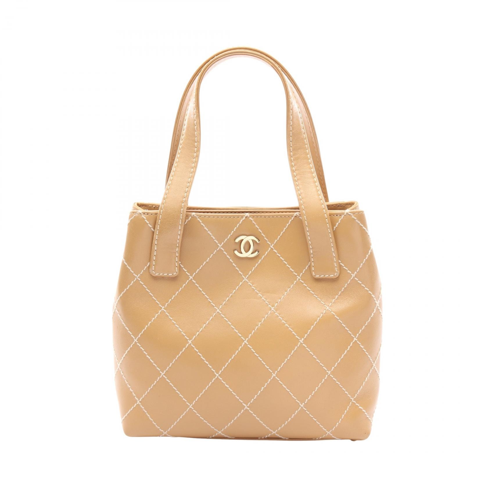 シャネル CHANEL ワイルドステッチ トートバッグ バッグ レザー レディース ベージュ系 A18126 【中古】
