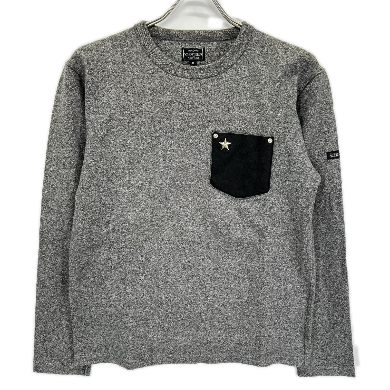ショット 3143092 グレー コットン ワンスター ディアスキンポケット ロングスリーブカットソー S