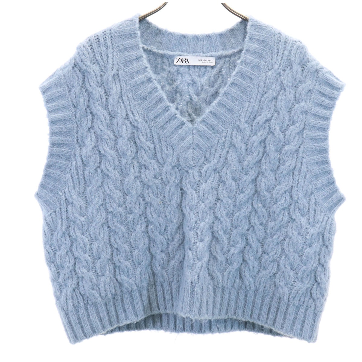 ZARA ザラ ニットベスト S ライトブルー