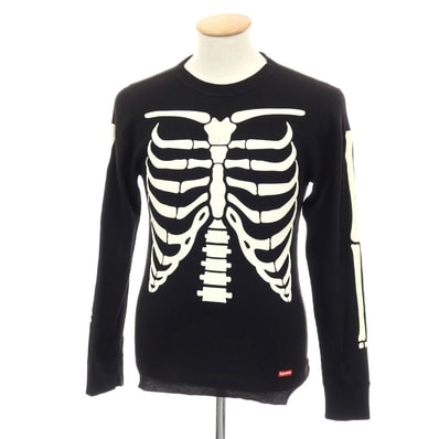 【中古】シュプリーム Supreme Hanes Bones Thermal Crew コットン サーマル 長袖Tシャツ ブラック【サイズS】【メンズ】