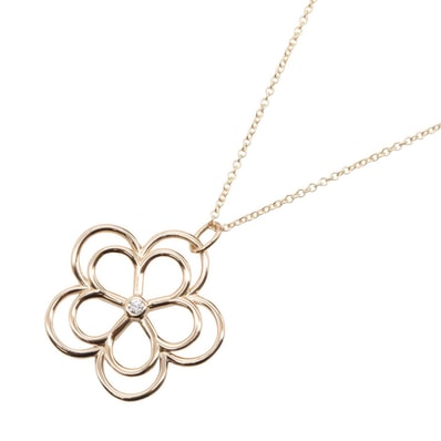 ティファニー TIFFANY&CO オープンフラワー 1PD ネックレス ネックレス ジュエリー K18PG(ピンクゴールド) ダイヤモンド レディース ゴールド系 / クリア系 【中古】
