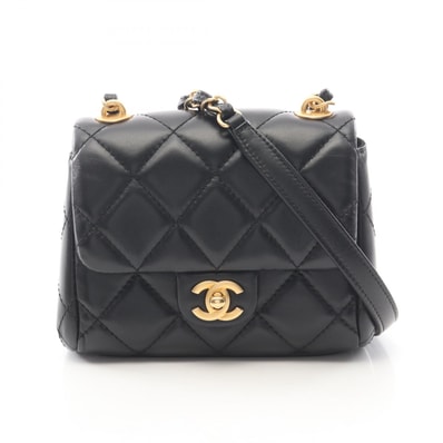 シャネル CHANEL マトラッセ スモールフラップ ショルダーバッグ バッグ ラムスキン(羊革) レディース ブラック系 AS3933 【中古】