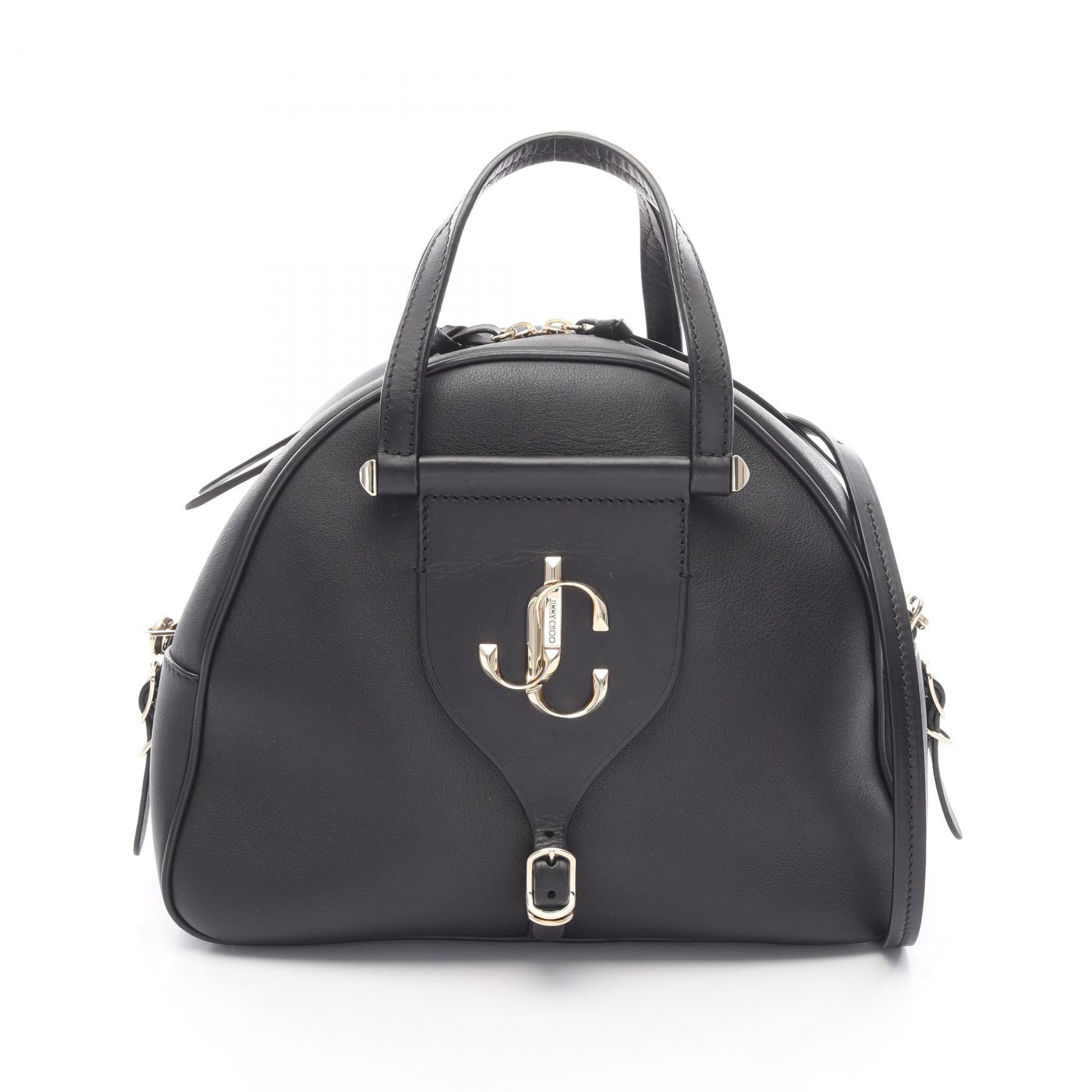 ジミーチュウ JIMMY CHOO ヴァレンヌ ボーリング M ハンドバッグ バッグ レザー レディース ブラック系 【中古】