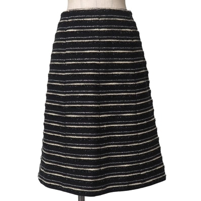 ■美品■CHANEL シャネル スカート サイズ42 02A ツイード ボーダー ストライプ ラメ糸 ブランド古着【中古】20260729/RB0270