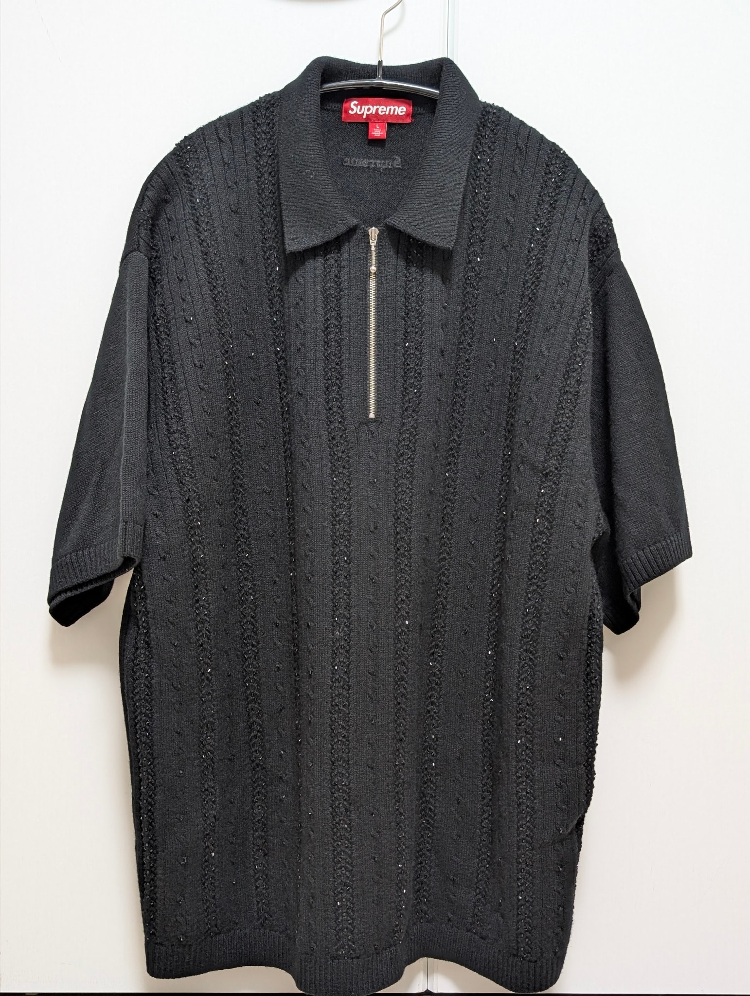 Supreme Beaded Zip Polo "Black"