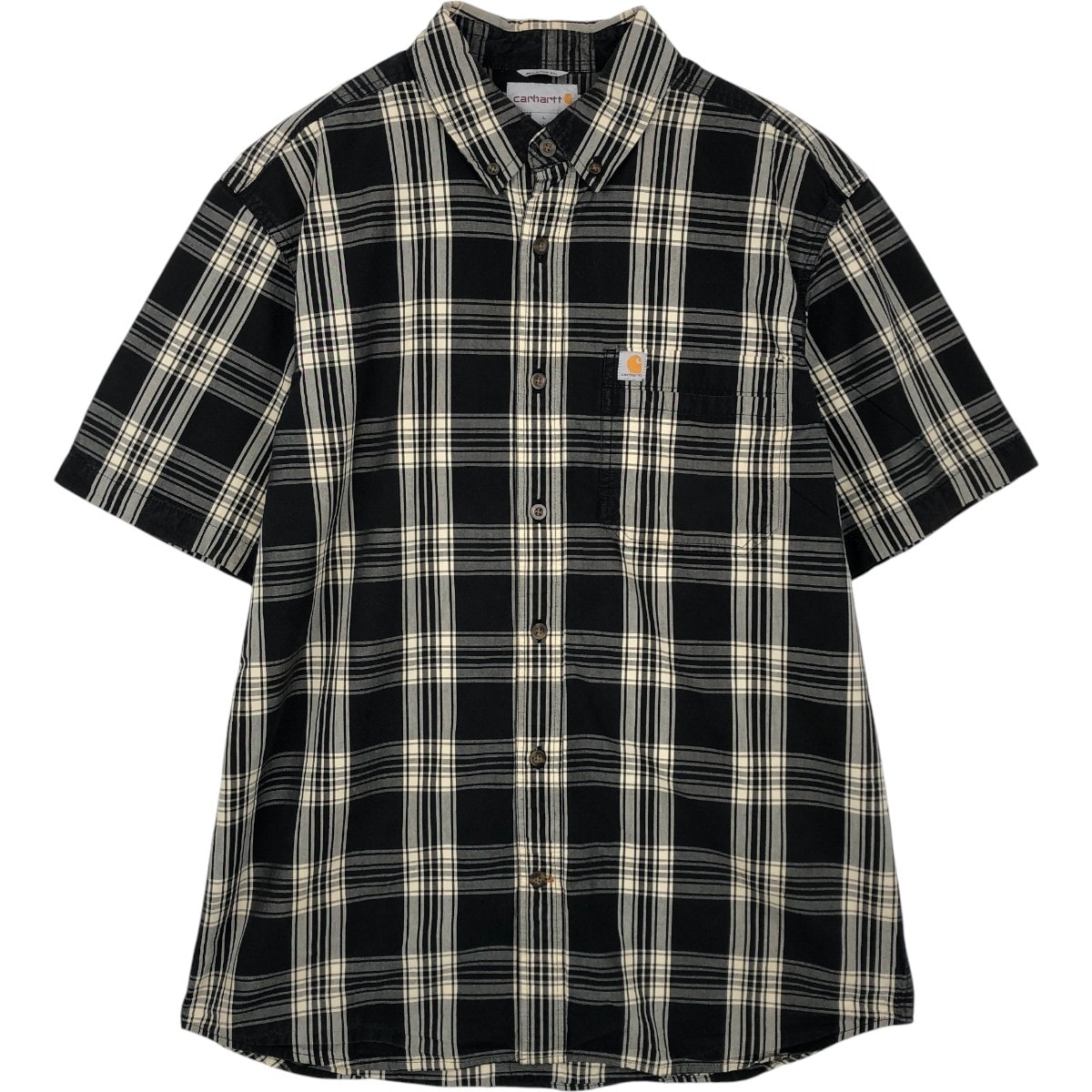古着 カーハート Carhartt RELAXED FIT チェック柄 ボタンダウン 半袖 ワークシャツ メンズL相当/eaa659133
