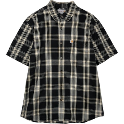 古着 カーハート Carhartt RELAXED FIT チェック柄 ボタンダウン 半袖 ワークシャツ メンズL相当/eaa659133