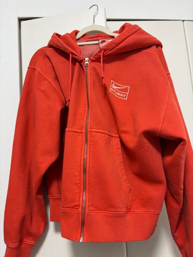 Nike x Stussy Full-Zip Pigment Dyed Fleece Hoodie (US Size) "Habanelo Red" FJ9161-642