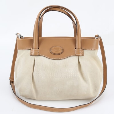 ■美品 トッズ ショルダーバッグ レザー×キャンバス