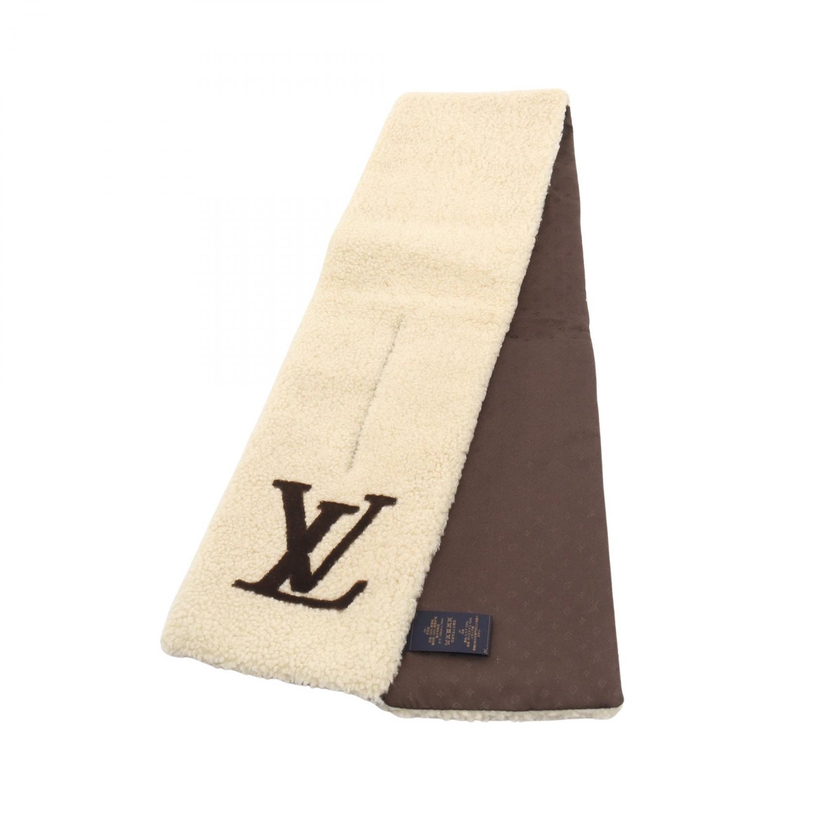 ルイ・ヴィトン LOUIS VUITTON エシャルプ SKI マフラー 衣料品 シルク シアリング レディース アイボリー系 / ブラウン系 M79229 【中古】