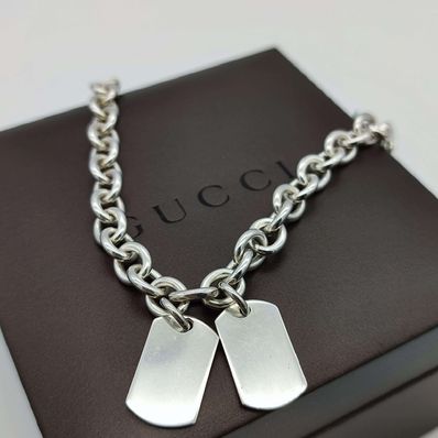 【美品】GUCCI グッチ ドッグタグ ネックレス シルバー925