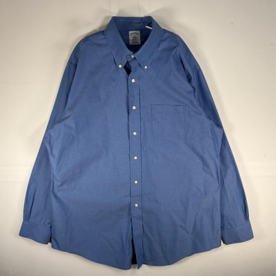 古着 ブルックスブラザーズ Brooks Brothers 長袖シャツ REGENT 1818 ボタンダウン XL ブルー系 無地 メンズ