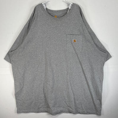 古着 カーハート Carhartt 半袖Tシャツ 大きいサイズ 肉厚 ワンポイント ロゴ クルーネック 4XL グレー系 無地 メンズ