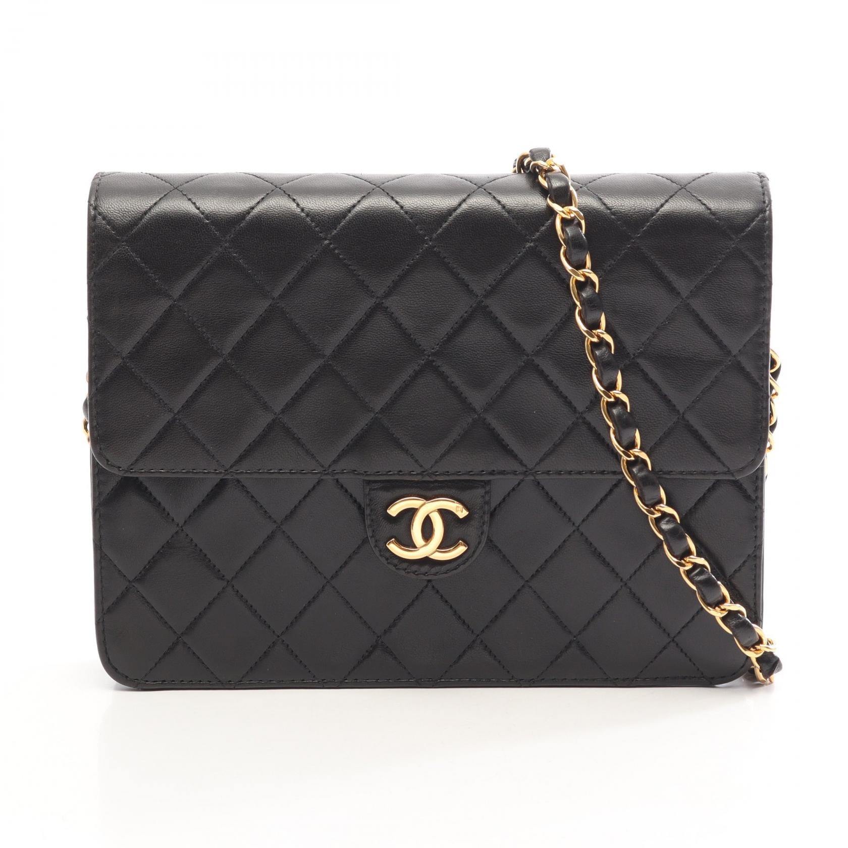 シャネル CHANEL マトラッセ シングルフラップ プッシュロック ショルダーバッグ バッグ ラムスキン(羊革) レディース ブラック系 【中古】