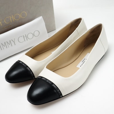 JIMMY CHOO ジミーチュウ パンプス サイズ36 バイカラー フラットシューズ ブランド古着【中古】20260420/RA9030