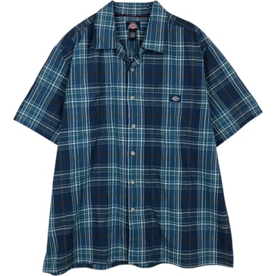 古着 ディッキーズ Dickies チェック柄 オープンカラー 半袖 ワークシャツ ボックスシャツ メンズXL相当/eaa659138