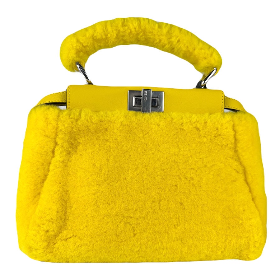 フェンディ FENDI ハンドバッグ ショルダーバッグ ピーカブー ミニ ファー イエロー レディース 8BN316-AFUA【中古】 z8925