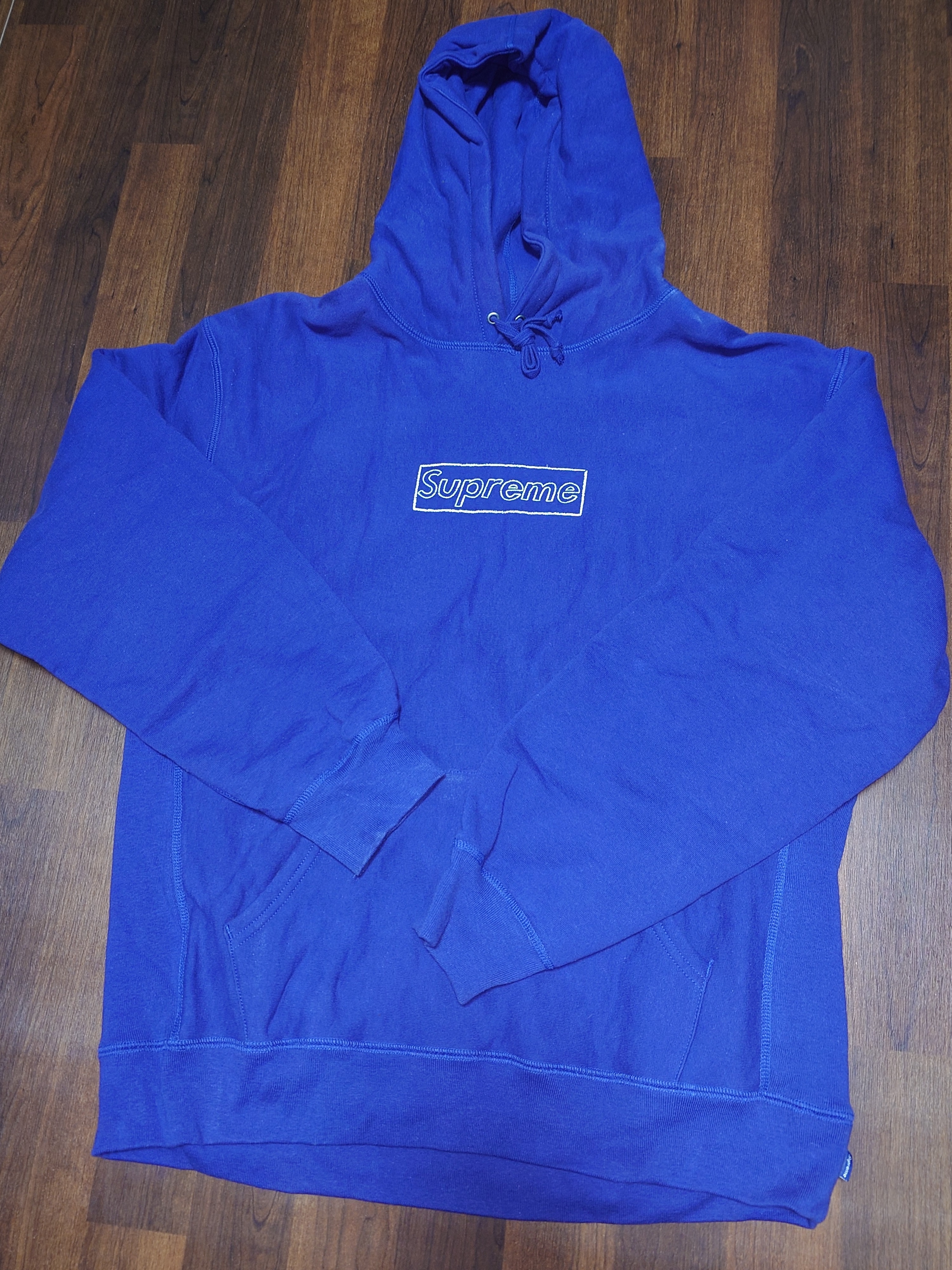 Supreme KAWS Chalk Logo Hooded Sweatshirt "Washed Navy"(2021)