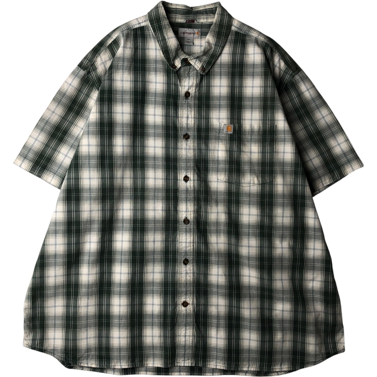 古着 カーハート Carhartt RELAXED FIT チェック柄 ボタンダウン 半袖 ワークシャツ メンズXXXL相当/eaa640925
