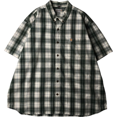 古着 カーハート Carhartt RELAXED FIT チェック柄 ボタンダウン 半袖 ワークシャツ メンズXXXL相当/eaa640925