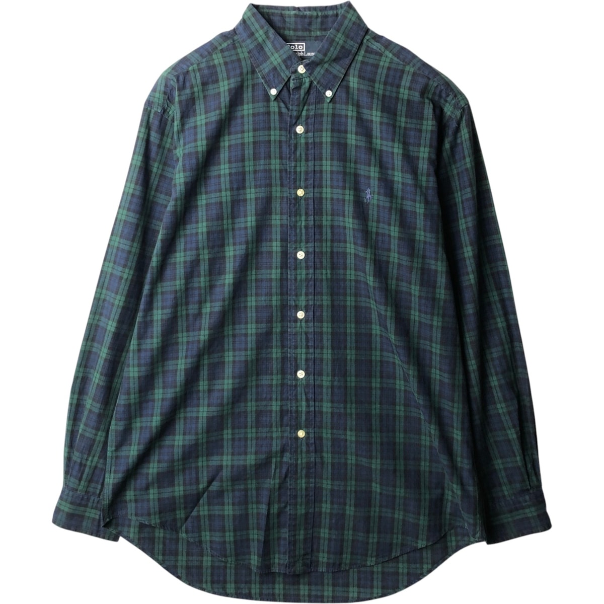 古着 ラルフローレン Ralph Lauren POLO by Ralph Lauren YARMOUTH ブラックウォッチチェック 長袖 ボタンダウンチェックシャツ メンズM相当/eaa634804