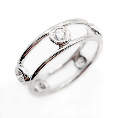 TIFFANY&Co. ティファニー ダブルワイヤー 5P ダイヤモンドリング リング・指輪 Pt950プラチナ ダイヤモンド シルバー レディース【中古】