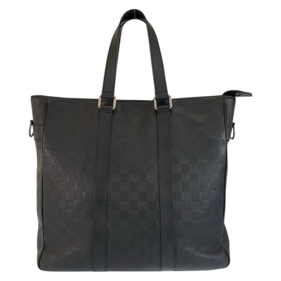 美品 LOUIS VUITTON ルイヴィトン ダミエアンフィニ タダオPM オニキス ブラック シルバー金具 レザー トートバッグ ビジネスバッグ 601534 【中古】