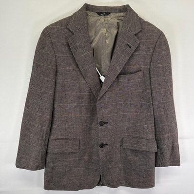古着 ラルフローレン RALPH LAUREN USA製 テーラードジャケット ブレザー チェック 千鳥格子 ブラウン系 メンズ