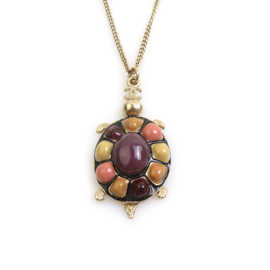 シャネル CHANEL ネックレス ココマーク カメ メタル ゴールド/マルチカラー レディース【中古】 e62368i