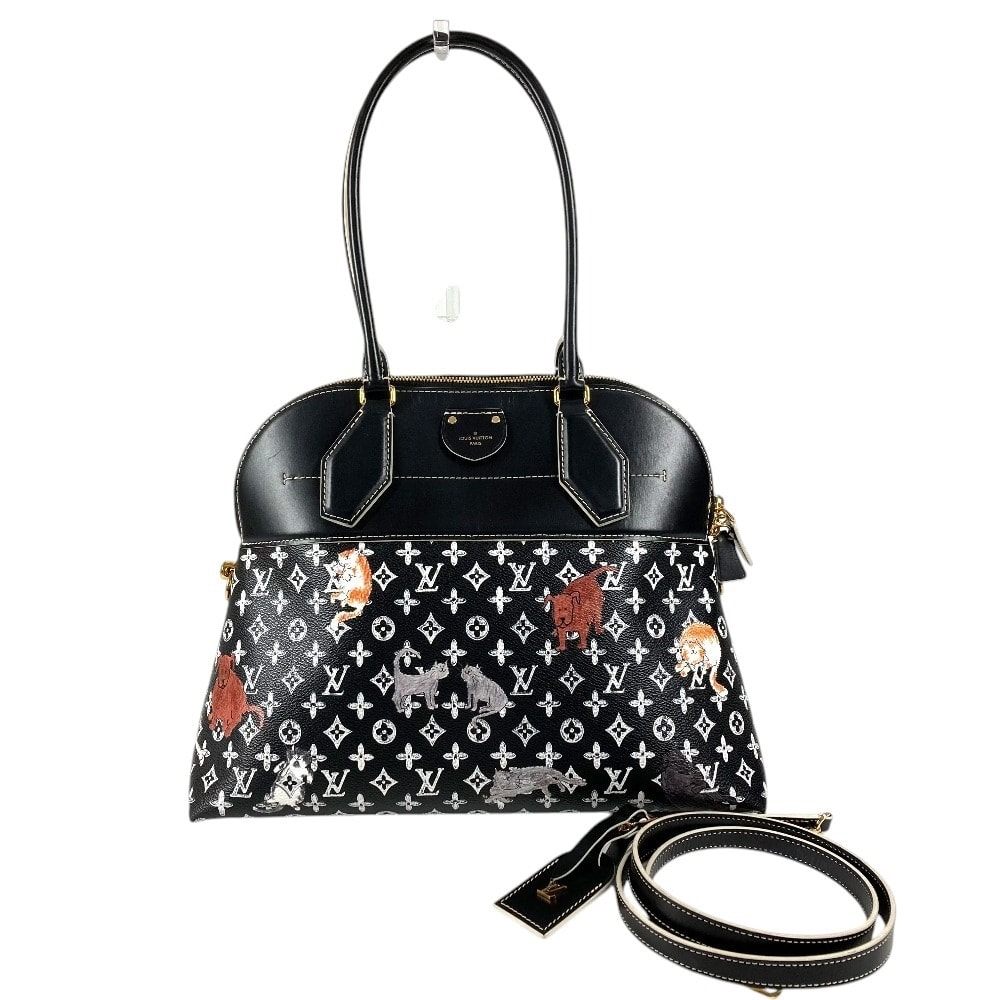 ルイヴィトン LOUIS VUITTON アルマスープル M44403 キャットグラム 猫 グレースコディントンコラボ トートバッグ カバン 肩掛け ショルダーバッグ レザー ノワール ブラック