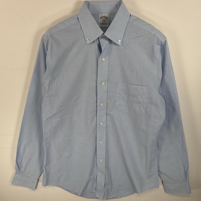 古着 ブルックスブラザーズ Brooks Brothers 長袖シャツ ボタンダウンシャツ ボタンシャツ 胸ポケ 15 4/5 S-M サックスブルー 無地 メンズ