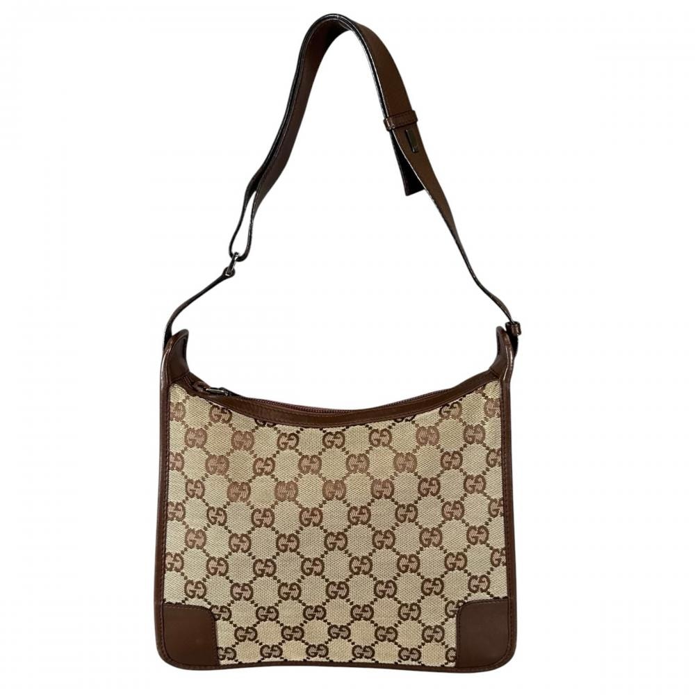 GUCCI グッチ ショルダーバッグ ヴィンテージ ワンショルダー 肩掛け 0014206 GGキャンバス ブラウン 茶 シルバー金具 レディース【中古品】