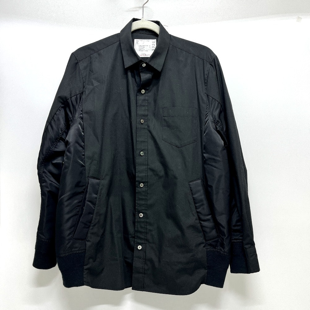 サカイ Sacai COTTON OXFORD NYLON TWILL SHIRT 24-03326M 2024年春夏 トップス シャツ 長袖 アパレル 長袖シャツ コットン ブラック