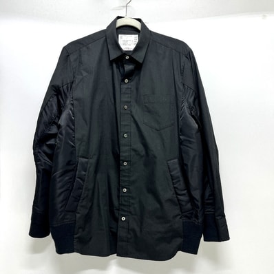 サカイ Sacai COTTON OXFORD NYLON TWILL SHIRT 24-03326M 2024年春夏 トップス シャツ 長袖 アパレル 長袖シャツ コットン ブラック